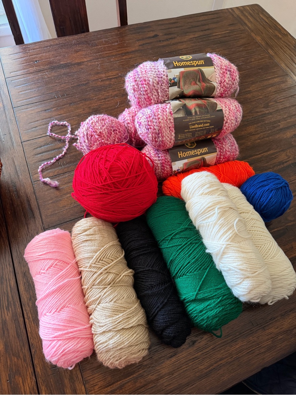 Homespun Multi-Pack Yarn Bundle - Pink, Red, Green, White, Blue & More